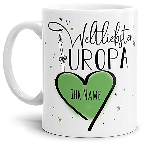 Keramik Tasse - Weltliebster Uropa - zum selbst gestalten mit Name - Geschenk für den besten Uropa - Weiß, 300 ml von Tassendruck