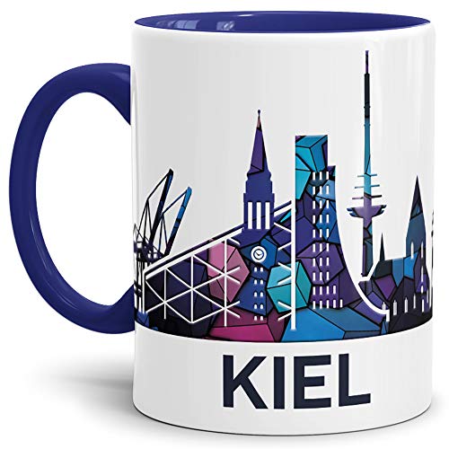 Kiel-Tasse "Skyline" - Kaffeetasse/Silhouette/Souvenir/Städte-Tasse/Mug/Cup/Becher/Beste Qualität - 25 Jahre Erfahrung - Innen & Henkel Dunkelblau von Tassendruck
