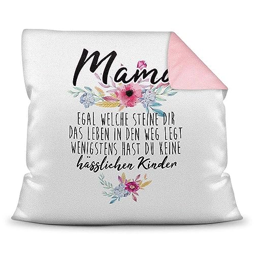 Kissen mit Spruch " Mama - Wenigstens hast du keine hässlichen Kinder" - Geschenk-Idee/Witzig/Sohn/Tochter/Familie/40x40 - Rückseite Altrosa inkl. Füllung Kissen mit Spruch " Mama - Wenigstens hast du keine hässlichen Kinder" - Geschenk-Idee/Witzig/Sohn/Tochter/Familie/40x40 - Rückseite Altrosa inkl. Füllung von Tassendruck