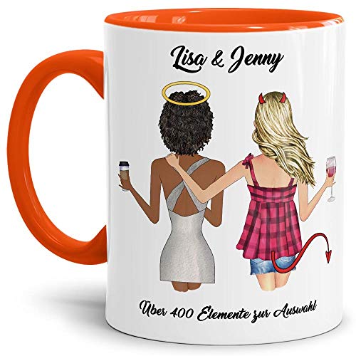 Personalisierbare Tasse - Beste Freundinnen - zum selbst Gestalten mit Spruch und Wunschnamen als anpassbares Geschenk für die Beste Freundin - Innen & Henkel Orange, 300 ml Personalisierbare Tasse - Beste Freundinnen - zum selbst Gestalten mit Spruch und Wunschnamen als anpassbares Geschenk für die Beste Freundin - Innen & Henkel Orange, 300 ml von Tassendruck