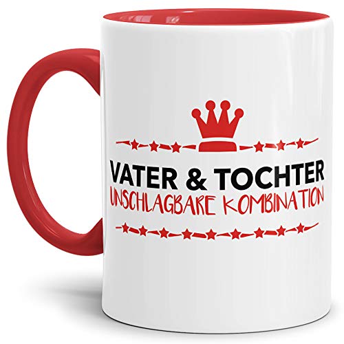 Tassendruck Spruch-Tasse Vater & Tochter Innen & Henkel Rot - Mug/Cup/Becher/Lustig/Witzig/Familie/Papa/Geschenk-Idee/Fun/Beste Qualität - 25 Jahre Erfahrung von Tassendruck