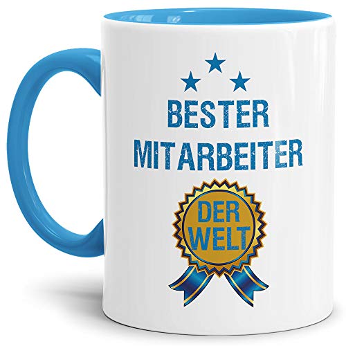 Spruch-Tasse für Mitarbeiter und Kollegen - Mitarbeiter Orden - Innen & Henkel Hellblau - Mug/Cup/Becher/Lustig/Geschenk-Idee/Beste Qualität von Tassendruck