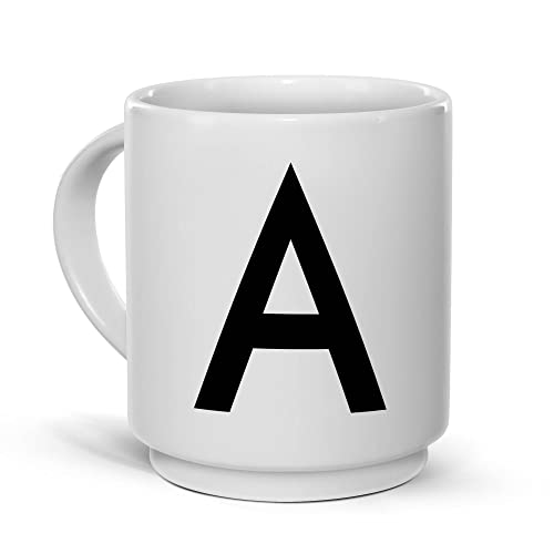 Tassendruck Stapel-Tasse mit Buchstabe und Zeichen - Buchstabe A Schriftstil Modern - Buchstaben-Tasse Keramik, Stapelbar, Platzsparend, Dekorativ von Tassendruck