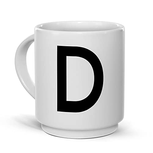 Tassendruck Stapel-Tasse mit Buchstabe und Zeichen - Buchstabe D Schriftstil Modern - Buchstaben-Tasse Keramik, Stapelbar, Platzsparend, Dekorativ von Tassendruck