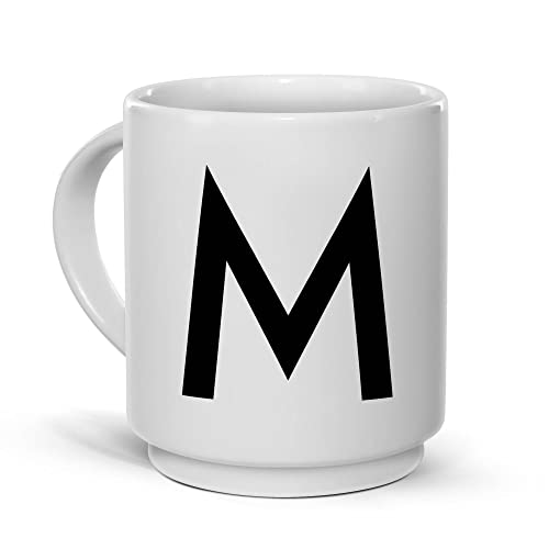 Tassendruck Stapel-Tasse mit Buchstabe und Zeichen - Buchstabe M Schriftstil Modern - Buchstaben-Tasse Keramik, Stapelbar, Platzsparend, Dekorativ von Tassendruck