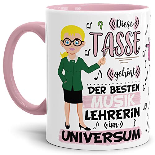 Tasse "Beste Musik-Lehrerin im Universum" - Schule/Abi/Abschied/Geschenk-Idee/mit Spruch/Innen & Henkel Rosa von Tassendruck
