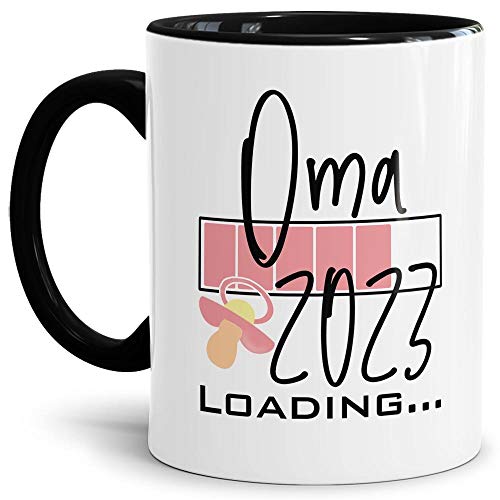 Tasse - Loading "Du wirst Oma" 2023 - Geschenk/Endlich Schwanger/Schwangerschaft/Babynews - Schwarz von Tassendruck