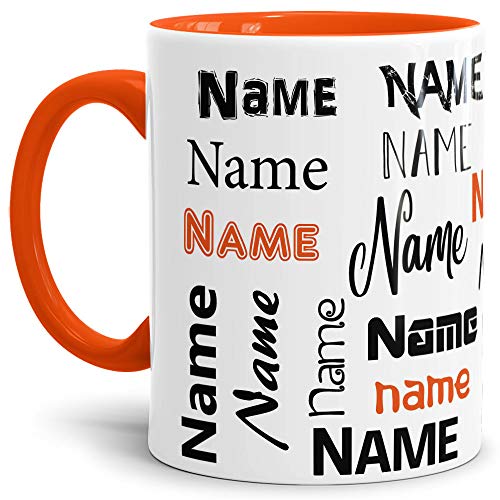 Tasse mit Name - Individuell/Personalisiert/Geschenk-Idee/Schön/Orange von Tassendruck