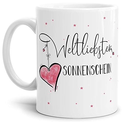 Tasse mit Spruch - Weltliebster Sonnenschein weiblich - Geschenk für Freundin, Partnerin und liebste Frau - Weiß, 300 ml von Tassendruck