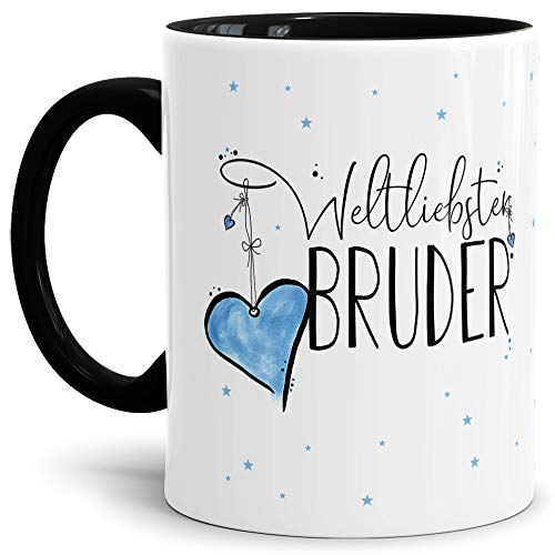 Tasse mit Spruch für den Weltbesten Bruder - Kaffeetasse/Familie/Geschenk-Idee/Mug/Cup/Innen & Henkel Schwarz von Tassendruck