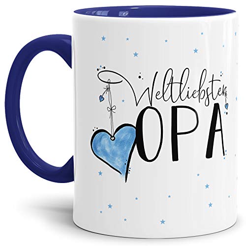 Tasse mit Spruch für den Weltbesten Opa - Kaffeetasse/Familie/Geschenk-Idee/Mug/Cup/Innen & Henkel Dunkelblau von Tassendruck