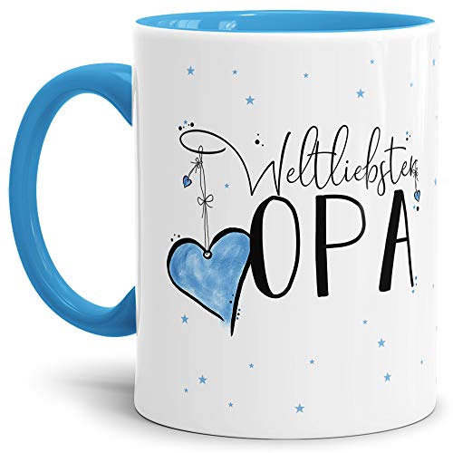 Tasse mit Spruch für den Weltbesten Opa - Kaffeetasse/Familie/Geschenk-Idee/Mug/Cup/Innen & Henkel Hellblau von Tassendruck