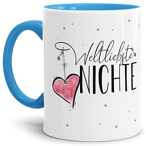 Tasse mit Spruch für die Weltbeste Nichte - Kaffeetasse/Familie/Geschenk-Idee/Mug/Cup/Innen & Henkel Hellblau von Tassendruck