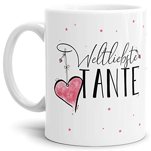 Tasse mit Spruch für die Weltbeste Tante - Kaffeetasse/Familie/Geschenk-Idee/Mug/Cup/Weiss von Tassendruck