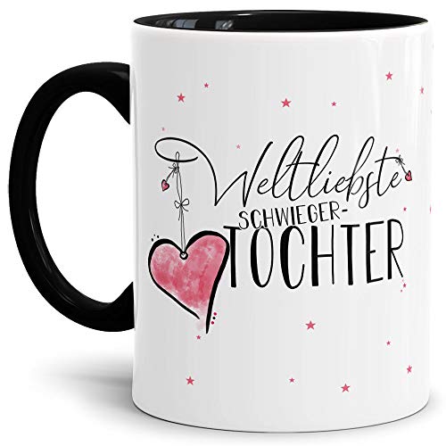 Tasse mit Spruch für die Weltliebste Schwiegertochter - Kaffeetasse/Familie/Geschenk-Idee/Mug/Cup/Innen & Henkel Schwarz von Tassendruck