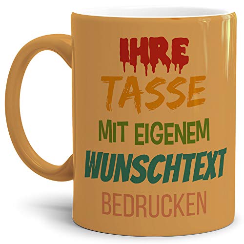 Tasse selbst gestalten/mit eigenem Text beschriften/Wunsch-Name/Spruch-Tasse/Metallic - Gold/Links & Rechts vom Henkel Bedruckt von Tassendruck