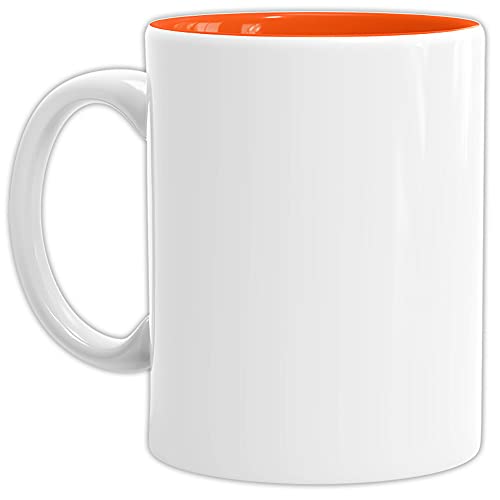 Bastel-Tassen ohne Druck zum Bemalen aus Hochwertiger Keramik Einzeln oder im Set/Mug/Cup/Becher/Pott - Innen Orange 1 Stück von Tassendruck