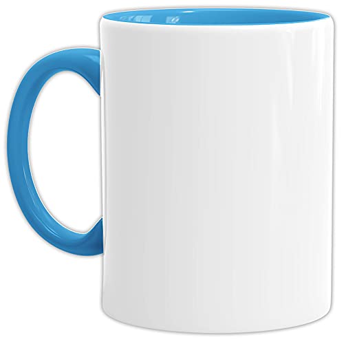 Bastel-Tassen ohne Druck zum Bemalen aus Hochwertiger Keramik Einzeln oder im Set/Mug/Cup/Becher/Pott - Innen & Henkel Hellblau 2er Set von Tassendruck