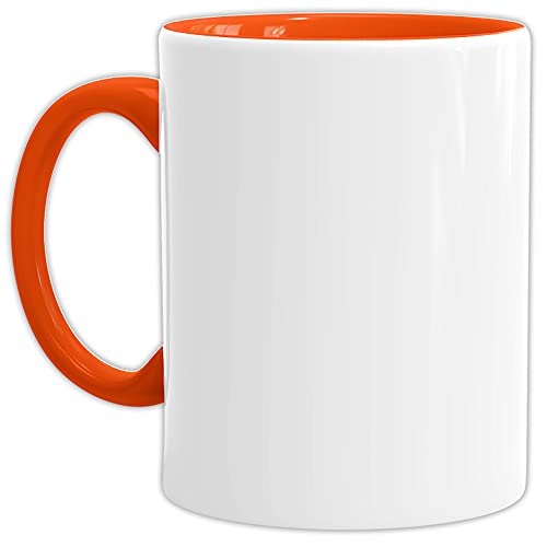 Tassendruck Bastel-Tassen ohne Druck zum Bemalen aus Hochwertiger Keramik Einzeln oder im Set/Mug/Cup/Becher/Pott - Innen & Henkel Orange 2er Set von Tassendruck
