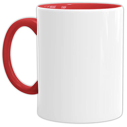 Bastel-Tassen ohne Druck zum Bemalen aus Hochwertiger Keramik Einzeln oder im Set/Mug/Cup/Becher/Pott - Innen & Henkel Rot 6er Set von Tassendruck