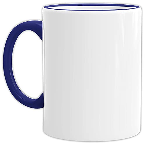 Tassendruck Bastel-Tassen ohne Druck zum Bemalen aus Hochwertiger Keramik Einzeln oder im Set/Mug/Cup/Becher/Pott - Rand & Henkel Dunkelblau 2er Set von Tassendruck