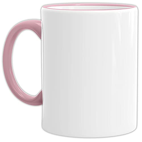 Tassendruck Bastel-Tassen ohne Druck zum Bemalen aus Hochwertiger Keramik Einzeln oder im Set/Mug/Cup/Becher/Pott - Rand & Henkel Rosa 2er Set von Tassendruck