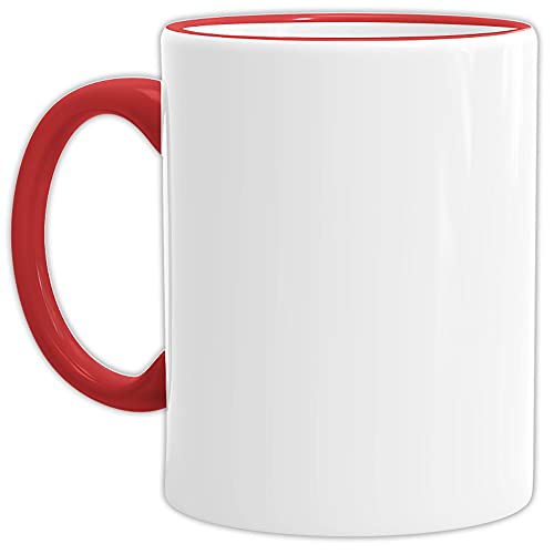 Tassendruck Bastel-Tassen ohne Druck zum Bemalen aus Hochwertiger Keramik Einzeln oder im Set/Mug/Cup/Becher/Pott - Rand & Henkel Rot 2er Set von Tassendruck