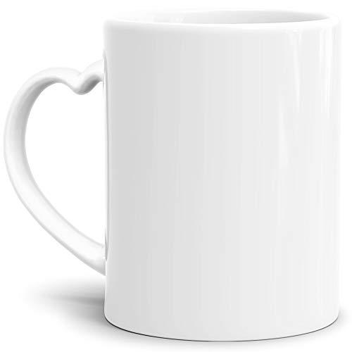 Tassendruck Bastel-Tassen ohne Druck zum Bemalen aus Hochwertiger Keramik Einzeln oder im Set/Mug/Cup/Becher/Pott - Valentin (Herzhenkel) 2er Set von Tassendruck