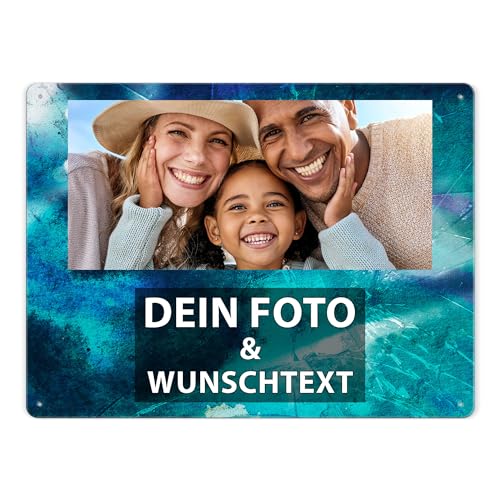 Tassendruck Blech-Schild mit Foto und Text selbst gestalten/Personalisierbar mit eigenem Bild als Metall-Poster / A3 (30x40cm) im Querformat/Abstrakt 2 von Tassendruck