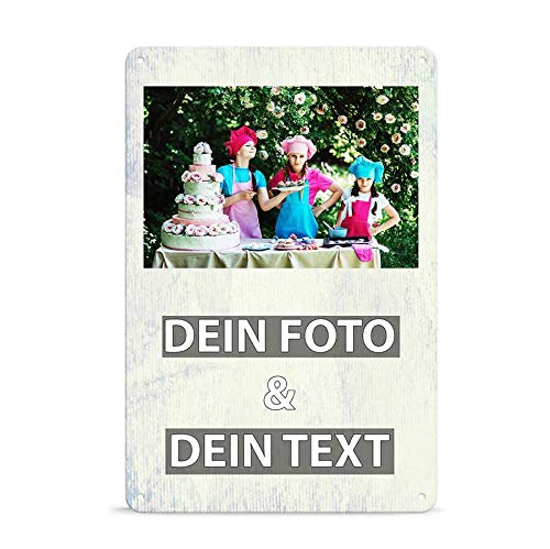 Tassendruck Blech-Schild mit Foto und Text selbst gestalten/Personalisierbar mit eigenem Bild als Metall-Poster / A4 (21x30cm) im Hochformat/Papier 4 von Tassendruck