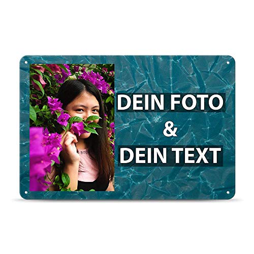 Tassendruck Blech-Schild mit Foto und Text selbst gestalten/Personalisierbar mit eigenem Bild als Metall-Poster / A4 (21x30cm) im Querformat/Zerknittertes Papier 1 von Tassendruck