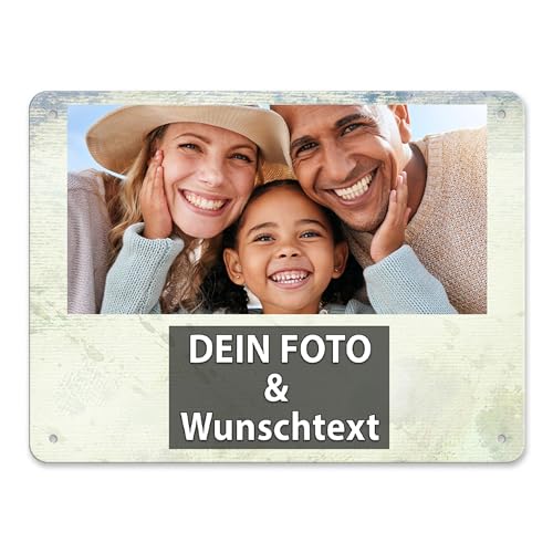Tassendruck Blech-Schild mit Foto und Text selbst gestalten/Personalisierbar mit eigenem Bild als Metall-Poster / A5 (15x20cm) im Querformat/Papier 2 von Tassendruck