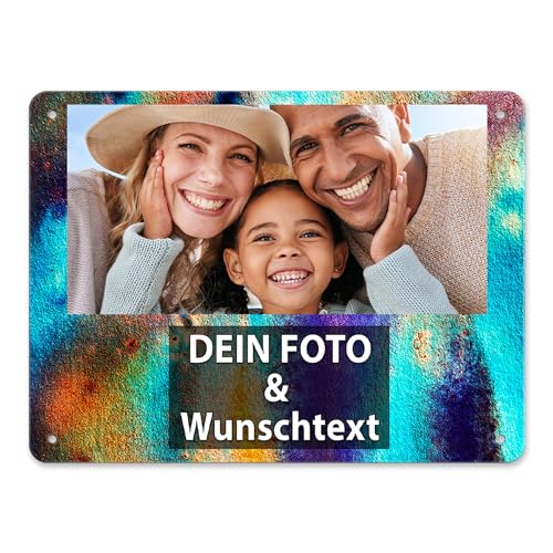 Blech-Schild mit Foto und Text selbst gestalten/Personalisierbar mit eigenem Bild als Metall-Poster / A5 (15x20cm) im Querformat/Abstrakt 9 von Tassendruck