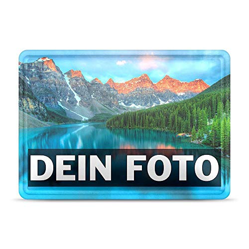 Blech-Schild mit Foto und Text selbst gestalten/Personalisierbar mit eigenem Bild als Metall-Poster / A6 (10x15cm) im Querformat/Weiss von Tassendruck