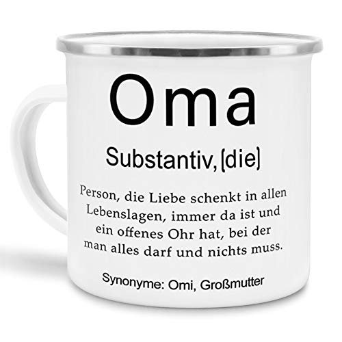 Tassendruck Emaille mit Definition Oma - Wörterbuch/Geschenk-Idee/Dictionary/Beruf/Job/Arbeit/Familie/Emaille klein von Tassendruck