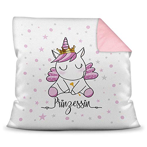 Tassendruck Farbkissen Rosa inkl. Füllung mit Spruch Unicorn Prinzessin - Glitzer/Geschenk-Idee/Stern/Deko-Kissen/Einhorn/Unicorn von Tassendruck