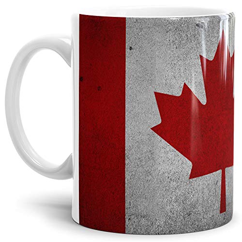 Tassendruck Flaggen-Tasse/Souvenir/Urlaub/Länder-Fahne/Kaffetasse/Mug/Cup - (Canada, Retro-Optik) von Tassendruck