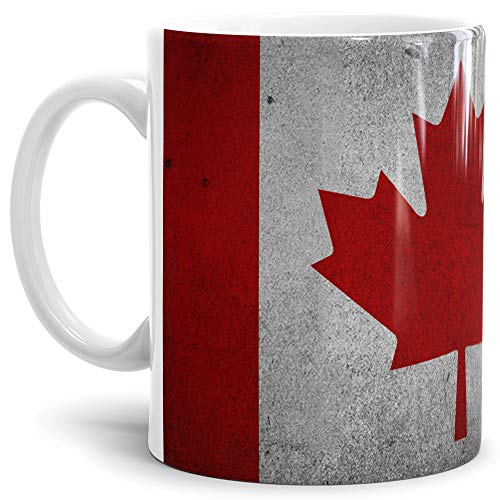 Flaggen-Tasse/Souvenir/Urlaub/Länder-Fahne/Kaffetasse/Mug/Cup - (Canada, Retro-Optik) von Tassendruck