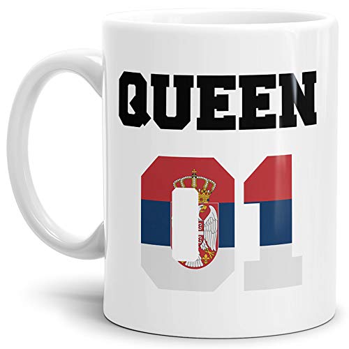 Tassendruck Flaggen-Tasse Queen - Serbien - Pokal/Mug/Cup/Becher/WM/Pärchen/Paare/Freunde/Beste Qualität - 25 Jahre Erfahrung von Tassendruck