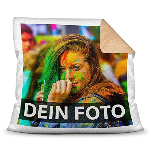 Tassendruck Foto-Kissen Selbst gestalten (40 x 40 cm) - mit Foto individuell Bedruckt/Rückseite Beige/Personalisierte Geschenk-Idee/Deko-Kissen/Kopf-Kissen inkl. Füllung von Tassendruck
