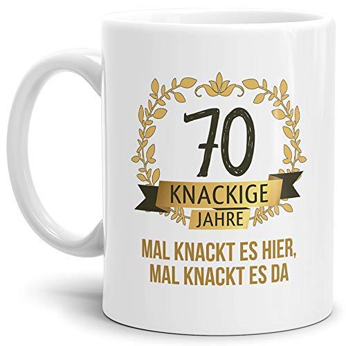 Tassendruck Geburtstags-Tasse Knackige 70" Geburtstags-Geschenk Zum 70. Geburtstag/Geschenkidee/Scherzartikel/Lustig/Witzig/Spaß/Fun/Mug/Cup/Beste Qualität - 25 Jahre Erfahrung von Tassendruck