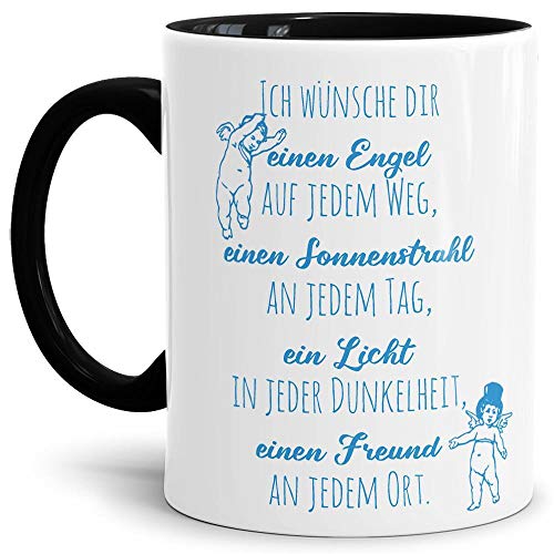 Tassendruck Geschenk-Tasse zur Konfirmation Ich wünsche dir einen Engel - Erwachsen/Kind/Feier/Innen & Henkel Schwarz von Tassendruck