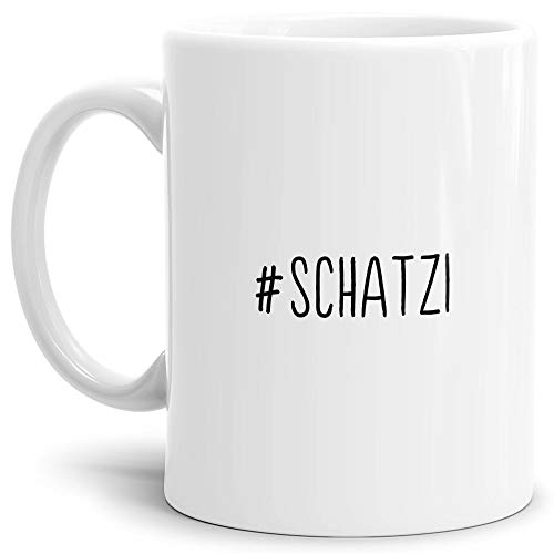 Tassendruck Hashtag-Tasse #schatzi - Cool/Modern/Lustig/Geschenk-Idee/Weiss von Tassendruck