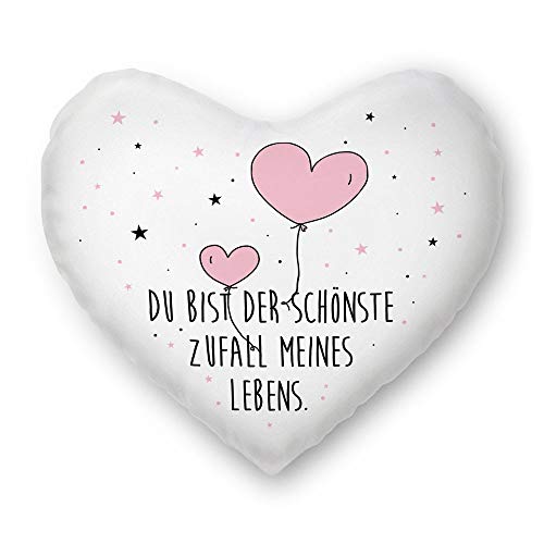 Tassendruck Herz-Kissen zum Valentinstag mit Spruch Schönster Zufall - Herz-Ballons/Partner/Paar/Schatz/Verliebt/Geschenk-Idee/Süß/Herzkissen Weiß inkl. Füllung Tassendruck Herz-Kissen zum Valentinstag mit Spruch Schönster Zufall - Herz-Ballons/Partner/Paar/Schatz/Verliebt/Geschenk-Idee/Süß/Herzkissen Weiß inkl. Füllung von Tassendruck