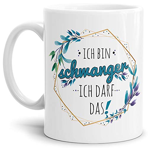 Tassendruck Lustige Spruchtasse - Ich bin schwanger, ich darf das! - Kaffeetasse/Teetasse/Schwangerschaft/Werdende Mama/Geschenk Freundin - Weiß von Tassendruck