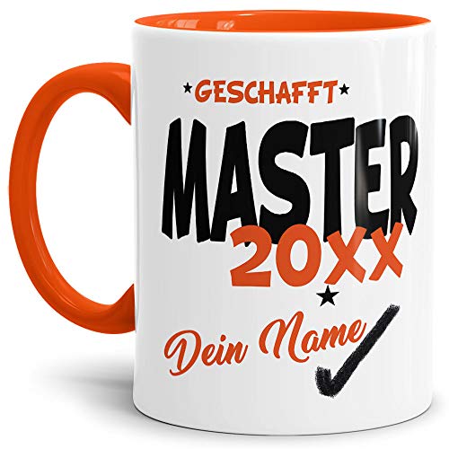 Tassendruck Master-Tasse Geschafft Master 20XX - Selbst gestalten mit Jahr und Name zum bestandenen Master/Abschluss/Lernen/Prüfung/personalisierte Geschenk-Idee/Innen & Henkel Orange Tassendruck Master-Tasse Geschafft Master 20XX - Selbst gestalten mit Jahr und Name zum bestandenen Master/Abschluss/Lernen/Prüfung/personalisierte Geschenk-Idee/Innen & Henkel Orange von Tassendruck