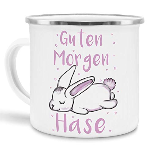 Tassendruck Oster-Emaille Guten Morgen Hase - Ostern/Witzig/Oster-Geschenk/Schön/Lustig/Emaille klein von Tassendruck