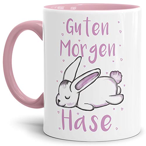 Tassendruck Oster-Tasse Guten Morgen Hase - Ostern/Witzig/Oster-Geschenk/Schön/Lustig/Innen & Henkel Rosa von Tassendruck