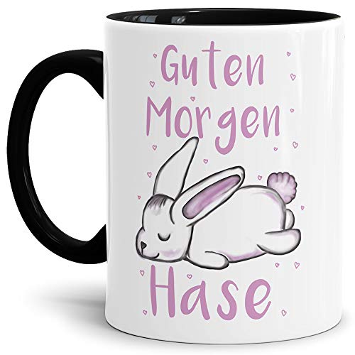 Tassendruck Oster-Tasse Guten Morgen Hase - Ostern/Witzig/Oster-Geschenk/Schön/Lustig/Innen & Henkel Schwarz von Tassendruck