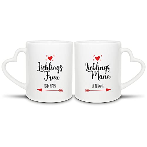 Partner-Tasse - Lieblingsmann, Lieblingsfrau - mit Name selbst gestalten - Geschenk zum Valentinstag, Jahrestag, Geburtstag, Paar-Geschenk - Hochwertige Keramik, 2er-Set I Personalisiert von Tassendruck